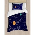 thumbnail image 3 of Constellation Duvet Cover Set Queen Size, Zodiac and Planets Colorful Pattern Galaxy Universe Science Illustration, Decorative 3 Piece Bedding Set with 2 Pillow Shams, Multicolor, by Ambesonne, 3 of 3