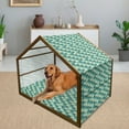 thumbnail image 2 of Indie Pet House, Pattern with Eyeglasses in Vintage Style Hipster Cool Design Modern, Outdoor & Indoor Portable Dog Kennel with Pillow and Cover, 5 Sizes, Petrol Blue Turquoise, by Ambesonne, 2 of 4