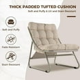 thumbnail image 4 of Grand Patio Outdoor Lounge Chair with Ottoman, Comfy Sling Recliner Chair with Puffy Cushion, Samba Modern Steel Patio Furniture Set for Porch Deck Garden Living Room, Champagne Gray, 4 of 7