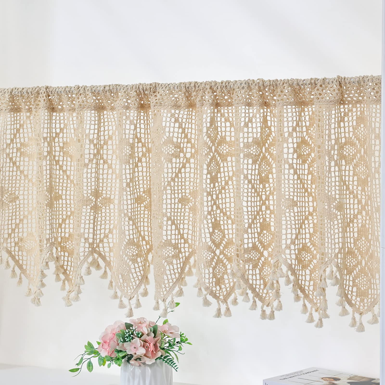 Filet Crochet Cafe Curtains Inspired by Mary Card Designs – Long