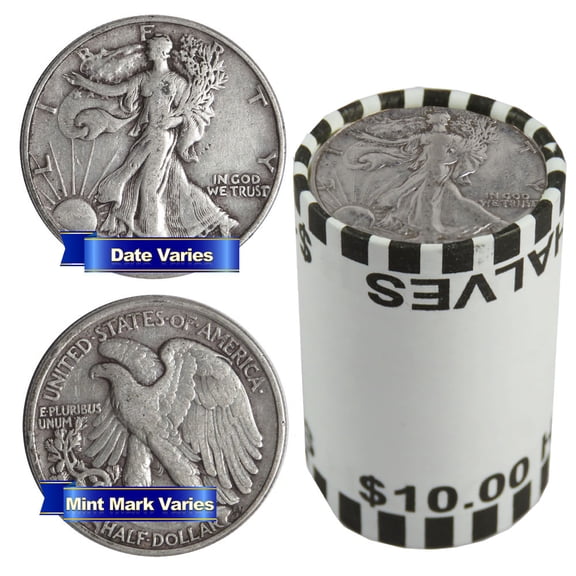 Roll of 20 - $10 Face Value Cull 90% Walking Liberty Half Dollars