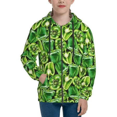 

Hoodies for Women green Bell Pepper funny Long Sleeve Sweatshirt Drawstring Zip Up Hoodie with Pockets Teen Girl Clothes