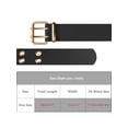 thumbnail image 4 of INSPIRE CHIC Unisex Double Grommet Belt PU Leather Punk Metal Buckle Waist Belts for Jeans Black 106x3.5cm/41.7x1.4 inches(LxW), 4 of 6