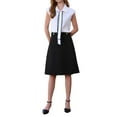 thumbnail image 2 of INSPIRE CHIC Women's Solid Flare Skirt High Waist Casual Work A-Line Midi Skirt 2XL Black, 2 of 5