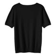 thumbnail image 5 of Nisorays Women Short Sleeve Sweater Summer V Neck Dressy Casual Soft Knit Pullover Tops Trendy Black 2XL, 5 of 5
