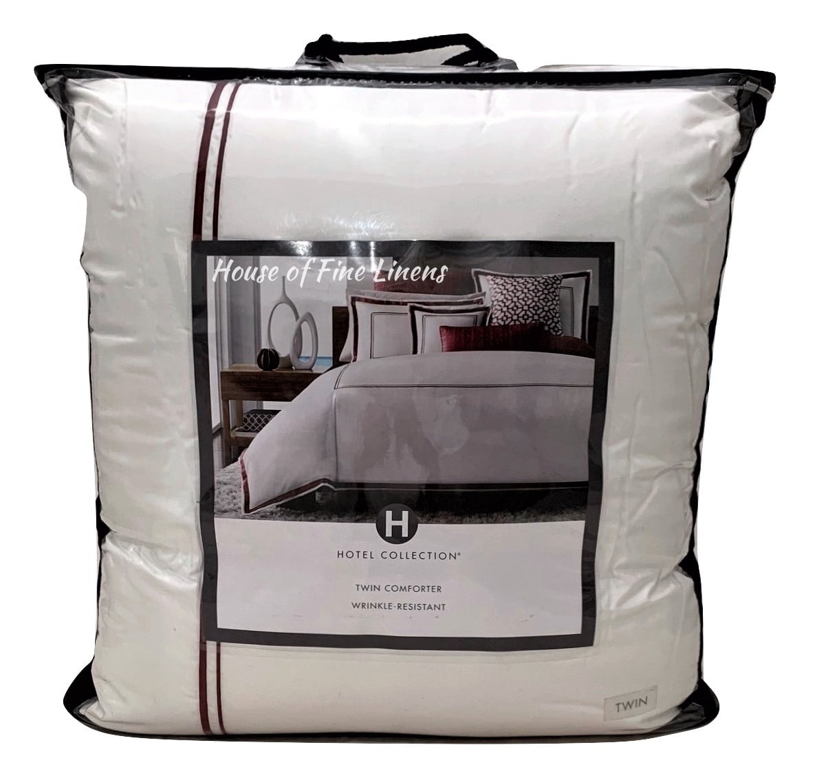 Hotel Collection Embroidered Frame White Port Red Twin Comforter