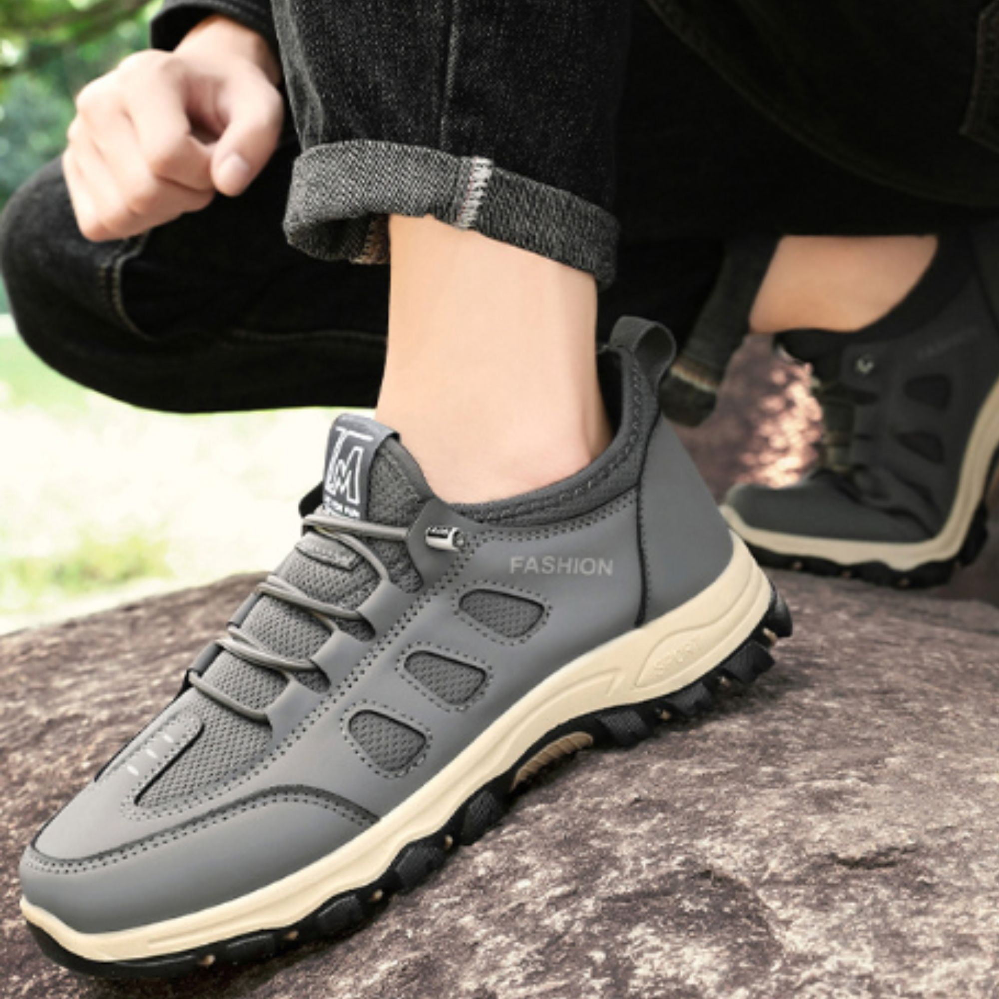 CHICVOMEY Walking Sneakers for Men Breathable Lightweight Slip-On Sneakers Hiking Shoes with Anti-Slip for Running Trekking Outdoor Camping