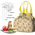 thumbnail image 4 of Pioneer Flower Floral Print Pattern Drawstring Lunch Bag Women - Drawstring Lunch Bag Insulated for Work Office - Stain-Resistant Large Lunchbags for Women with Multi-Pockets, 4 of 6
