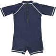 thumbnail image 2 of Boys' Swimsuit Zip Rash Guard Sun Protection Swimwear（Blue 12M）, 2 of 5