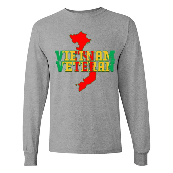 Inktastic Vietnam Veteran in Green Gold and Red Long Sleeve T-Shirt