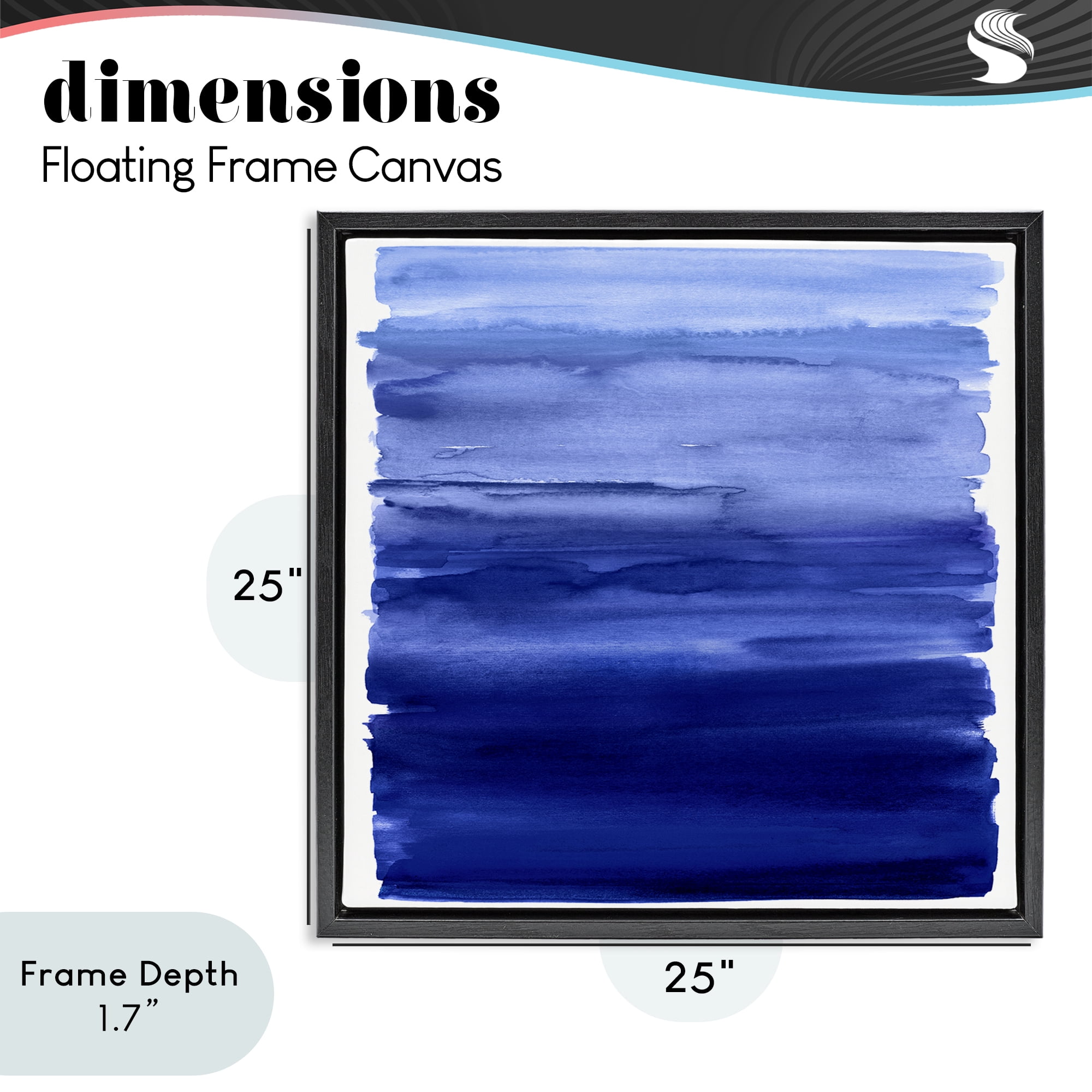 Stupell Industries Indigo Ombre Gradient Black Framed Floater Canvas Wall Art, design by Allie Corbin