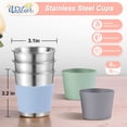 thumbnail image 2 of Vesteel 3 Pack 8oz Stainless Steel Cups, Stackable Metal Drinking Glasses with Silicone Sleeves, Unbreakable Pint Cup Tumblers for Home, Camping & Parties, Blue/Green/Grey, 2 of 7
