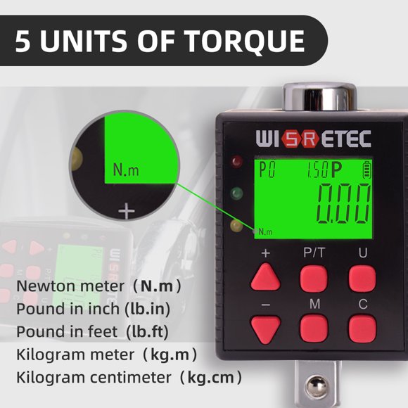 Medidor de Par WISRETEC Digital con Dos Modos de Medición e Indicador de Dirección