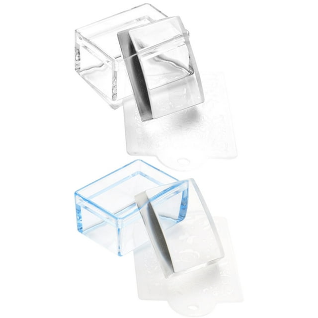 OUNONA 2pcs Nail Stamper Set with Blue Square Design for Manicure Tools at Home