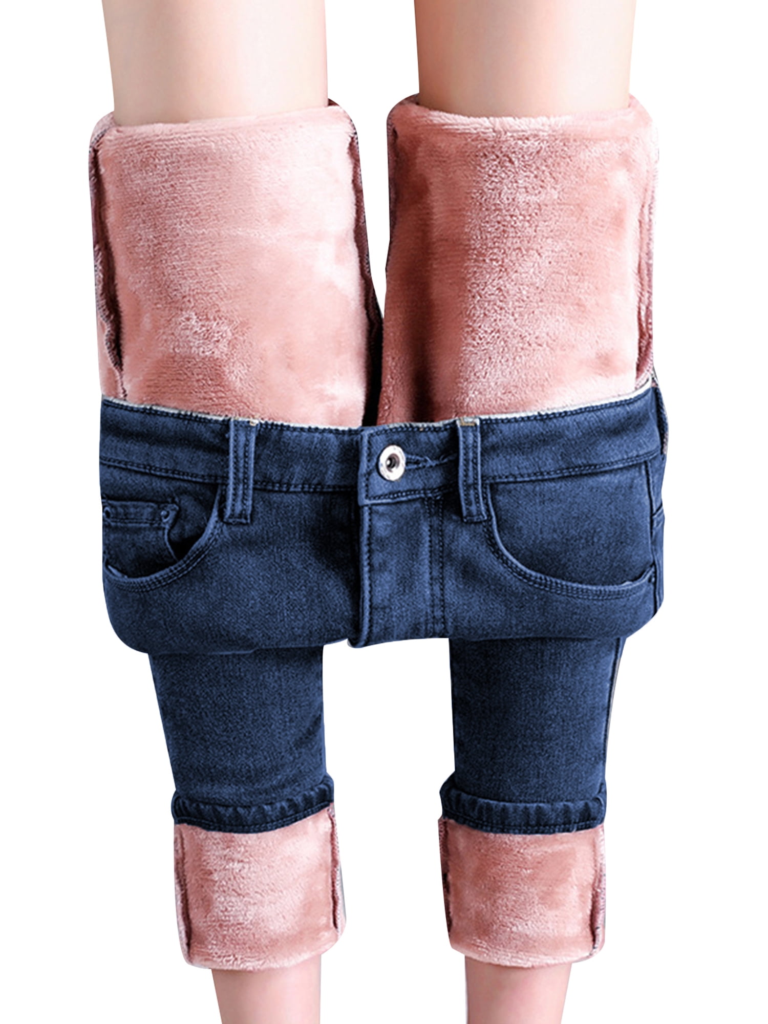 Men's Thermal Jeans Fleece Lined Denim Long Pants Winter Stretch Warm Trousers