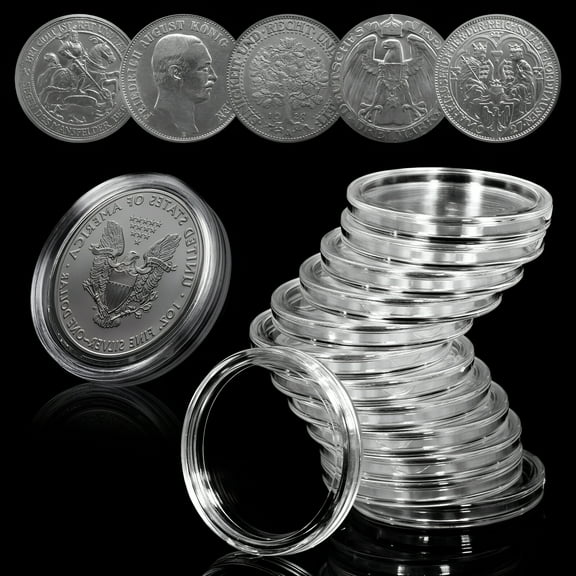 JacobsParts 25pcs Coin Holder Air Tight Capsule 38mm for Coin Collection Morgan, Peace, Ike Dollars