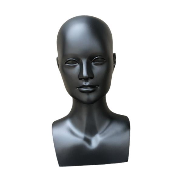 Dualoai Male Mannequin Head Cap Display Holder Beauty Accessories Displaying Adults Manikin Head Wig Display Stand for Necklace Scarf Matte Black