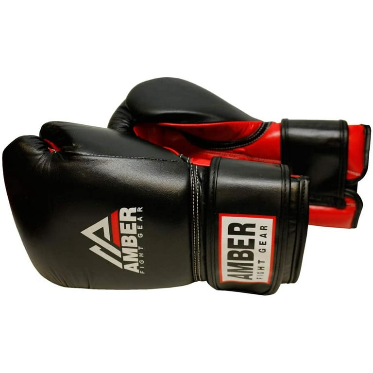 Amber Fight Gear Professional Hook and Loop Leather Training Boxing Gloves  - Kickboxing Gloves - Heavy Bag Gloves, Punching Bag Gloves for Boxing