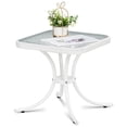 thumbnail image 1 of Ktaxon 18" Square Outdoor Side Table with Tempered Glass Top, Ripple-patterned Courtyard Glass Table, White, 1 of 8