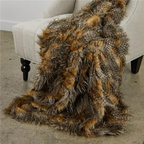 Porcupine Mocha Faux Fur Luxury Throw Blanket, Brown & Grey - Queen