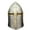 Silver Replica Medieval Knight Crusader Solid Mask Asymmetrical 9" x 9" x 13", variant on 10" Bronze Polystone Antique Diver Helmet, by DecMode