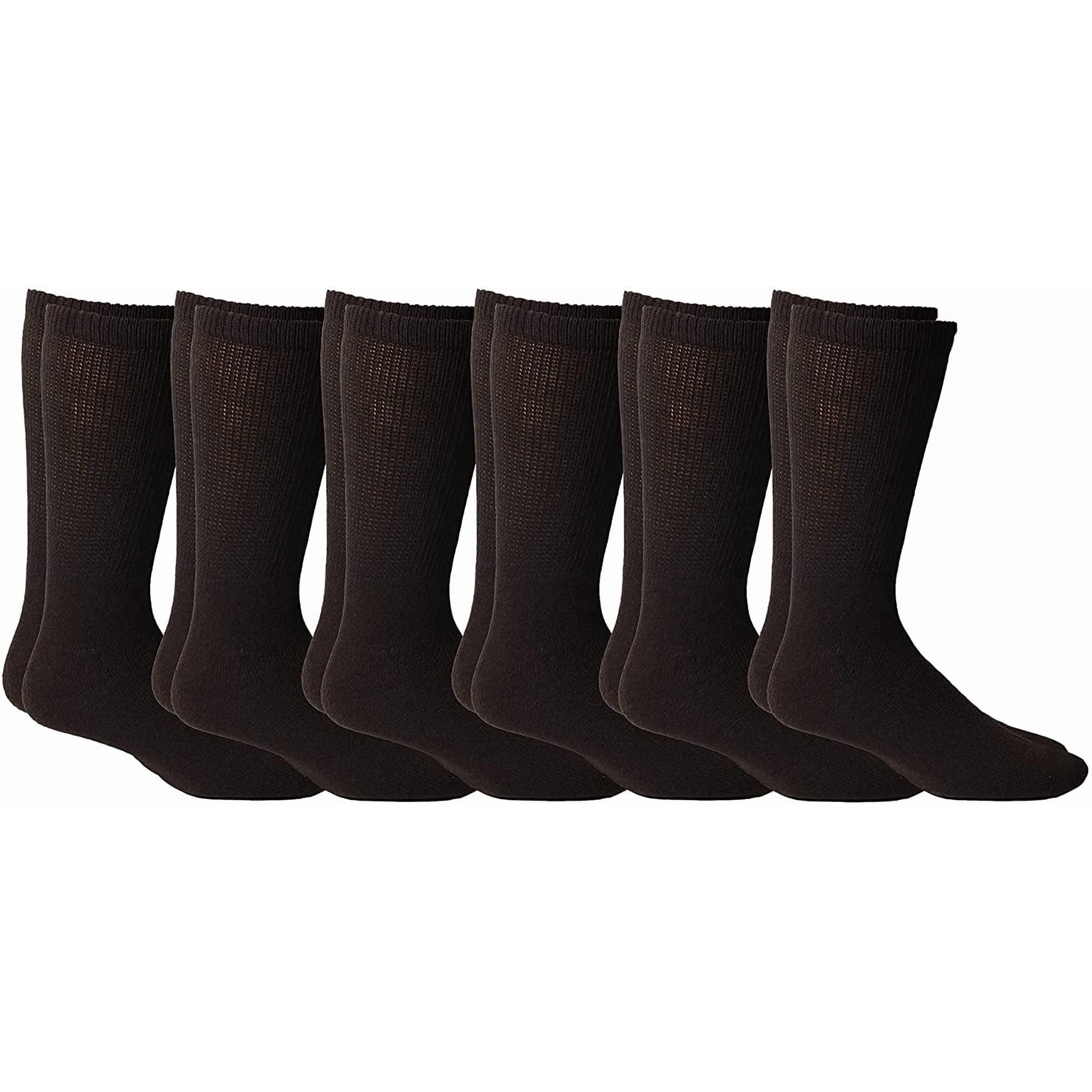 Yacht & Smith 6 Pairs Mens King Size Diabetic Socks for Big & Tall Men, Cotton Crew Diabetic, Nephropathy Socks