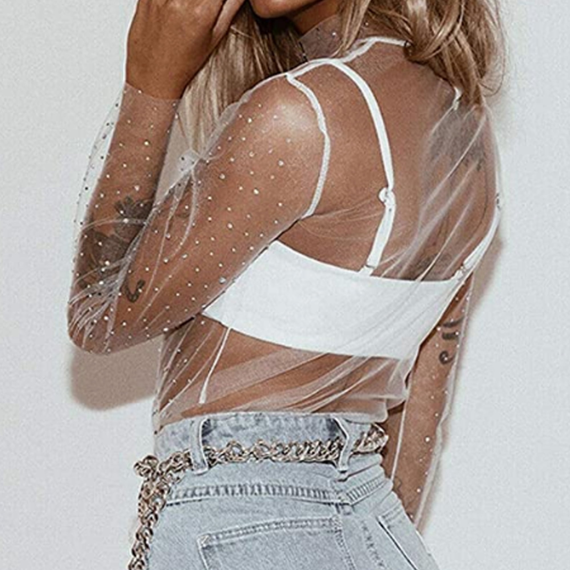 sequin see through top
