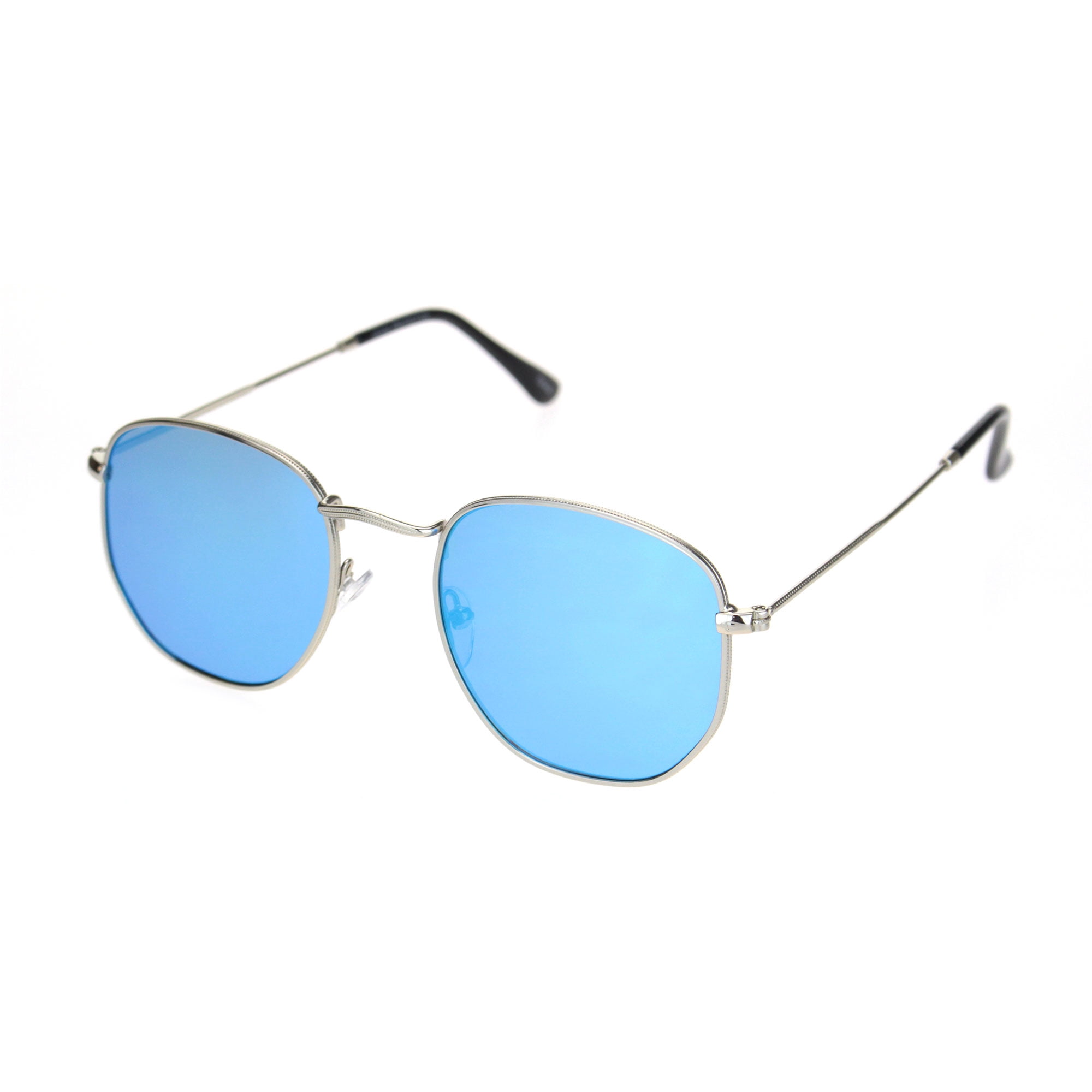 SA106 Mirrored Mirror Lens Retro Large Rectangular Pilot Sunglasses