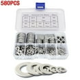 thumbnail image 1 of Ruibeauty 580Pcs 304 Stainless Steel Flat Metal Washers Gasket Set Fastener M2-M12, 1 of 6