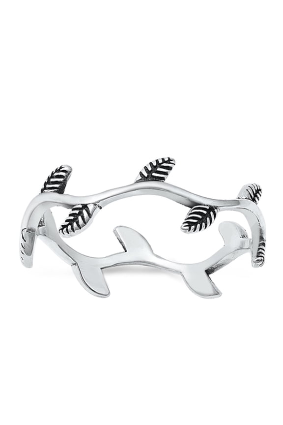 Sterling Silver Crown Leaves Vine Ring Size 7