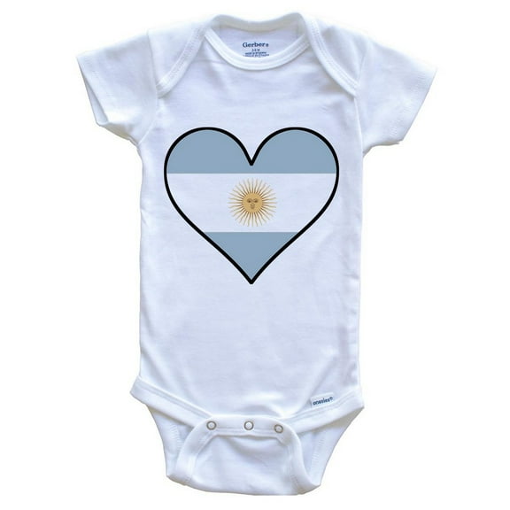 Argentinian Flag Baby Bodysuit - Cute Argentinian Flag Heart - Argentina Baby Bodysuit, 0-3 Months White