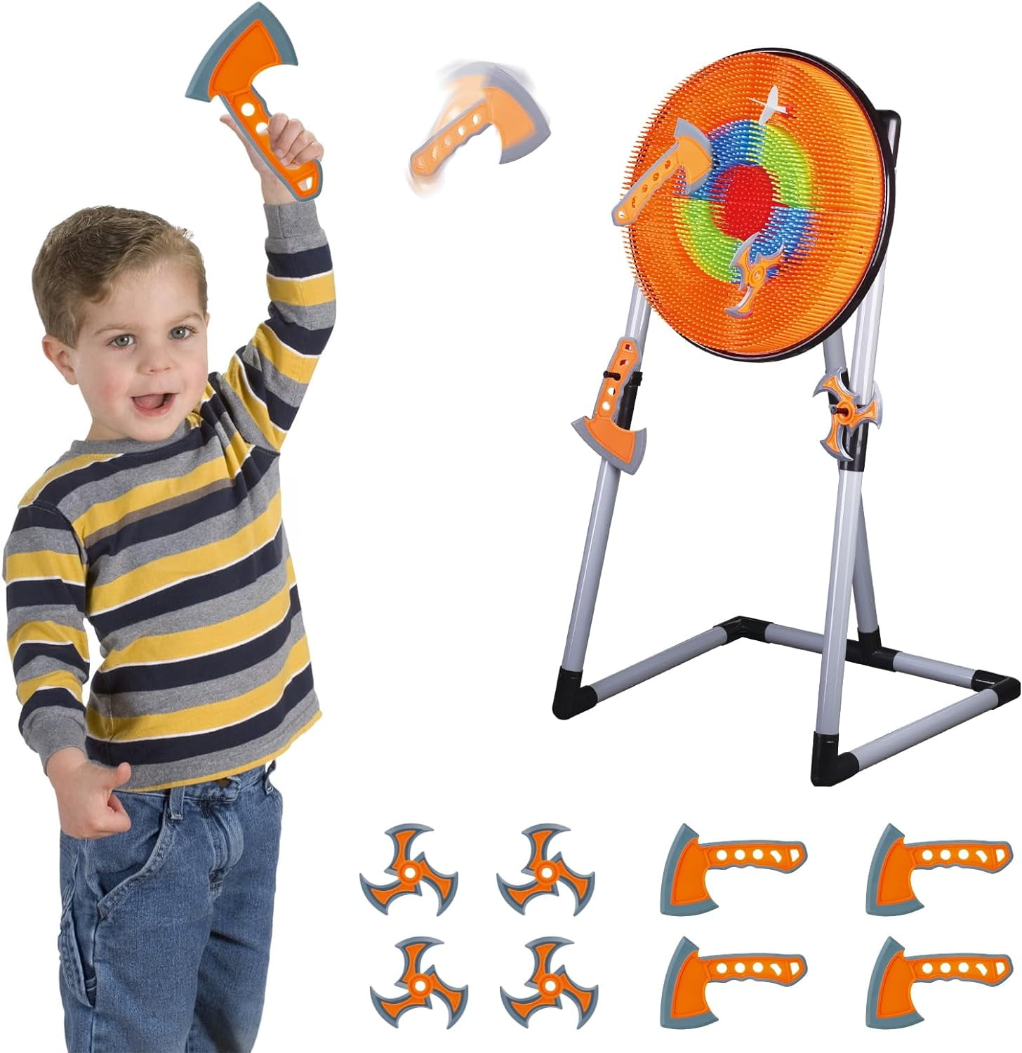 Contixo 2-in-1 Foam Axe Throwing and Bristle Dart Board Set for Indoor and Outdoor Party Games