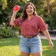 thumbnail image 2 of Blusas de verano casuales para mujer de tallas grandes Agnes Orinda, con estampado floral, cuello en V con volantes y mangas cortas abullonadas 3X rojas, 2 of 8
