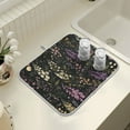 thumbnail image 4 of Yayeee Dish Drying Mat for Kitchen Counter 16" x 18" Microfiber Super Absorbent Coffee Decorative Pad, Purple Floral Pattern, 4 of 9