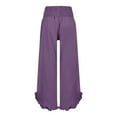 thumbnail image 3 of Purple Linen Pants Women's Solid Color Fashionable Casual High Waisted Pleated Irregular Cotton Linen Loose Pants for Women, 3 of 6