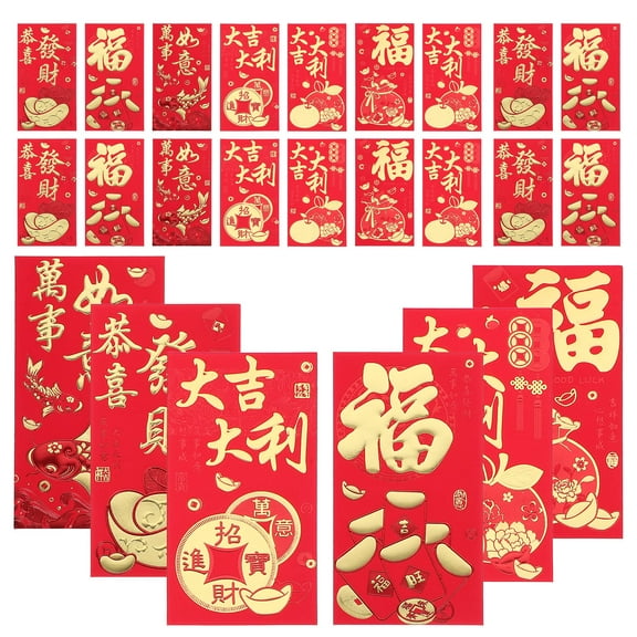 SASABAXI 30Pcs Red Chinese Envelopes Rectangular for Lucky Money Employees and Special Occasions
