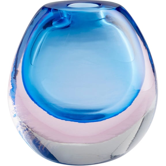 Cyan lighting - Vase - Testudo - Vase - 6.75 Inches Wide by 7 Inches High - Cyan