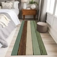 thumbnail image 5 of Green Brown Large Area Rugs for Bedroom Living Room, Soft Non Slip Carpet Bedside Rug, Country Wood Grain Abstract Stripe Rectangular Floor Cover Kitchen Accent Rug 2'x6' for Dining Room/Office, 5 of 9