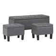 thumbnail image 3 of SIMPLIHOME Dover 44 inch Wide Rectangle 3 Pc Lift Top Storage Ottoman in Upholstered Stone Grey Tufted Faux Leather, Footrest Stool, Coffee Table for the Living Room, Contemporary, 3 of 8
