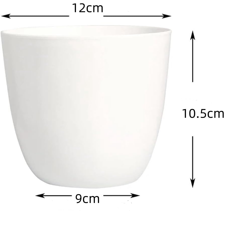 GIXUSIL 8-Pack 4.8 inch Plastic Plant Pots with Saucers, Thickened Nursery Pots with Drainage Holes for Indoor Outdoor Plants, Flowers, Succulents, Herbs, White