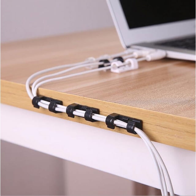 Xihbxyly Clips Organizadores de Cables Autoadhesivos, Fáciles de Instalar con Adhesivo 3M, para Ordenar Tu Escritorio, Aptos para Cables de Alimentación, Cables Usb y Cargadores Móviles, para Uso Dom