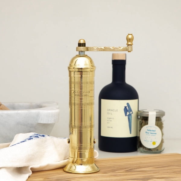 Alexander Home Greek Pepper Mill, 8 Inch Tall, Manual Pepper Grinder, Copper