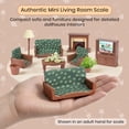 thumbnail image 6 of OLEOCA Family Deluxe Dollhouse Living Room Set — Sofa & Two Armchairs, Coffee Table, TV Stand, Fireplace, Floor Lamp, Plant & Tea Set — Dollhouse Furniture & Accessories for Ages 3+, 6 of 7