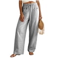 thumbnail image 4 of vigerkar Striped Gingham Pants Women 2026 Spring Summer Wide Leg Lounge Y2k Trousers with Pocket (Grey, M), 4 of 9