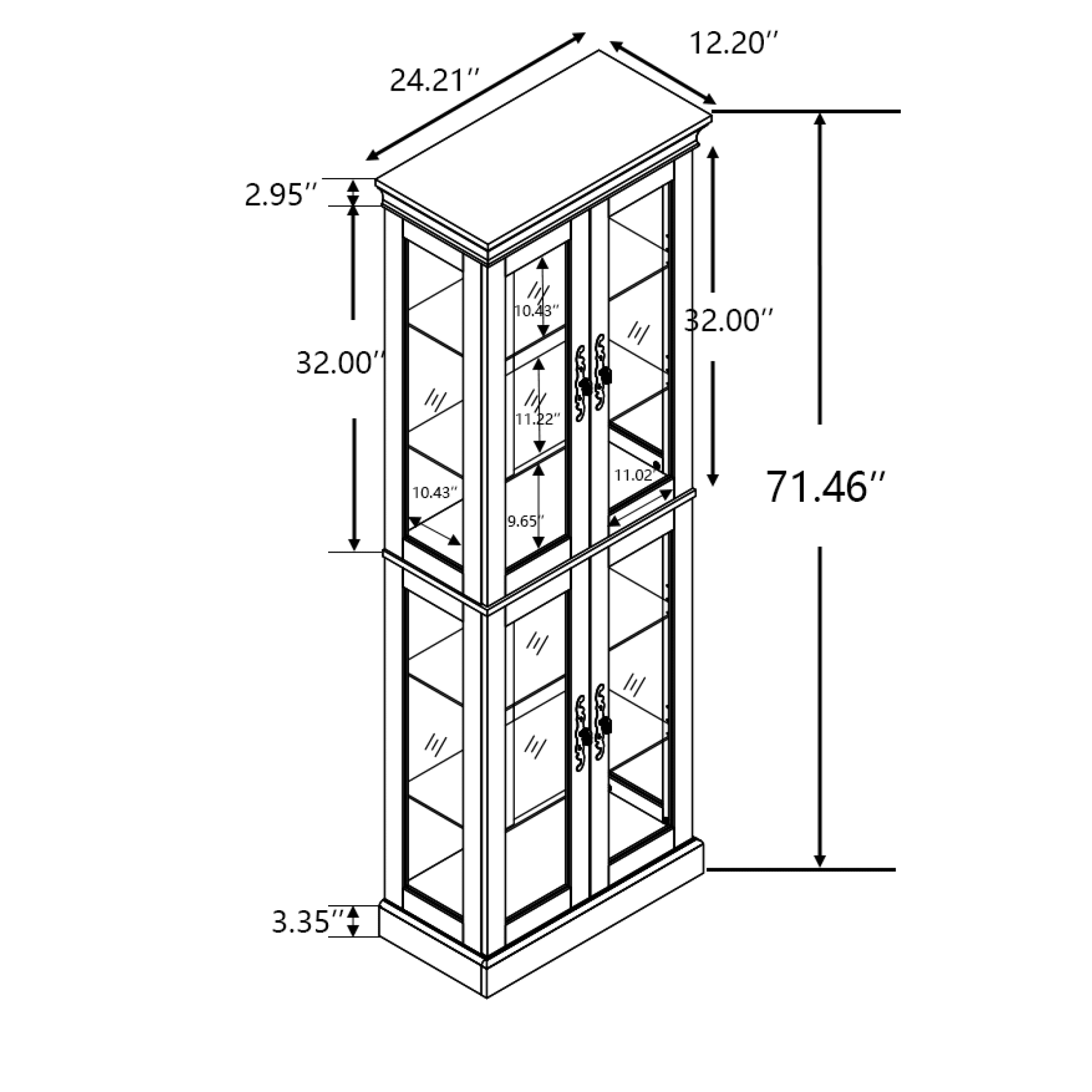 Leumius Elegant Lighted Glass Curio Display Cabinet, Wooden Frame Storage for Living Room, Kitchen & Pantry, Glass Cabinet for Wine, Toys & Collectibles Light Oak
