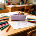 thumbnail image 2 of Cute Pencil Case, Desktop Stationery Finishing Large Capacity Striped Travel Storage Bag, Multifunctional Cosmetic Pouch Purple, 2 of 6