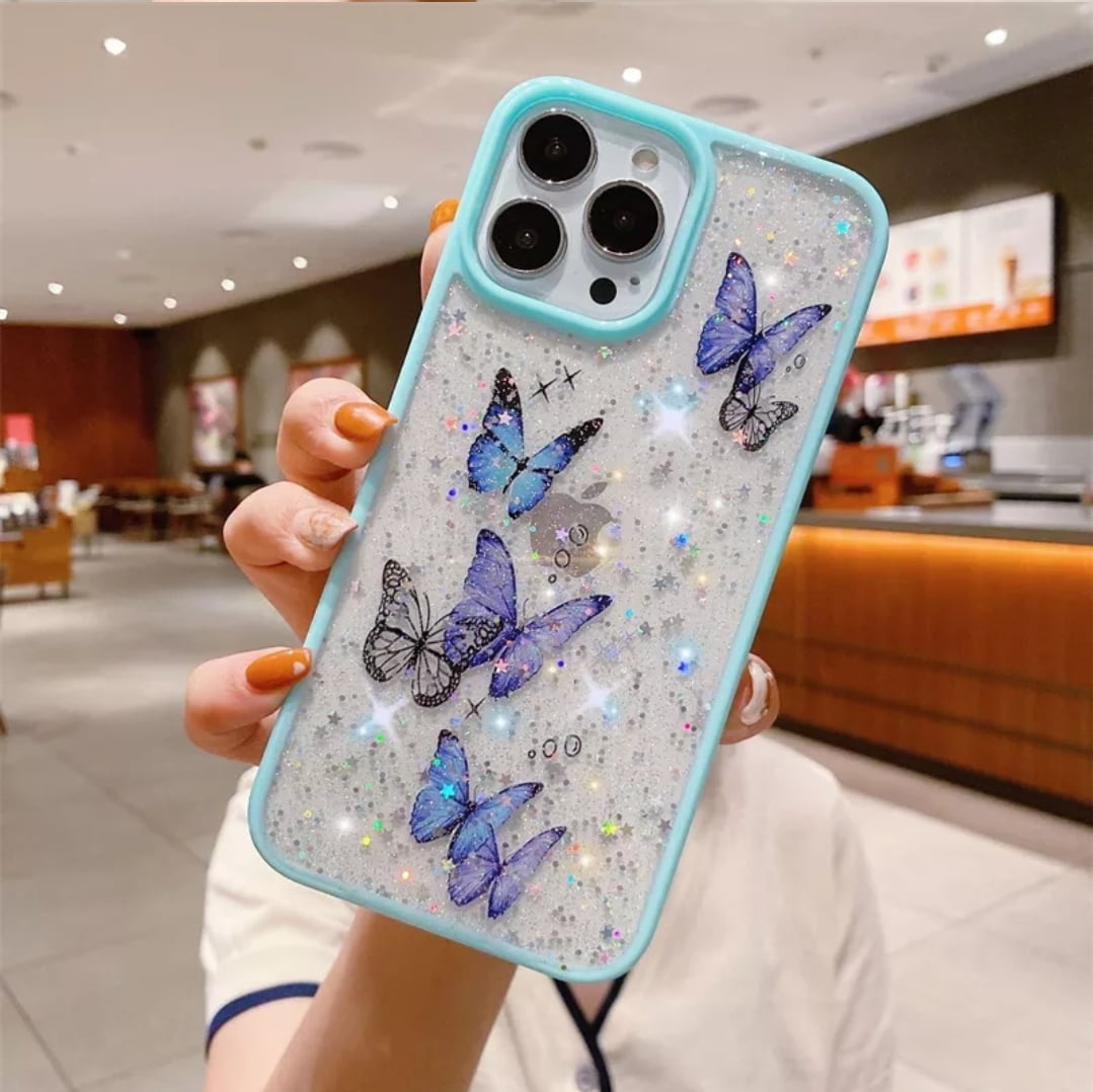 CASELIX iPhone 12 Pro Case Cute Glitter Butterfly Print iPhone 12