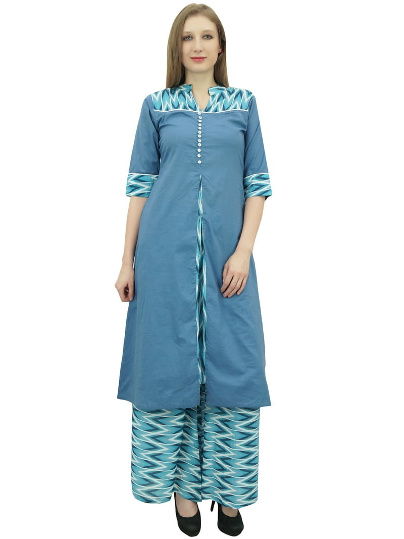 Phagun Blue Women's A-Line Kurti Kurta Dress Indian Clothing With  Palazzo-20 - Walmart.com