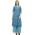 thumbnail image 5 of Phagun Blue Women's A-Line Kurti Kurta Dress Indian Clothing With Palazzo-8, 5 of 6