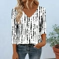 thumbnail image 2 of Ruimatai Women's Casual Printed V-Neck 3/4 Sleeve Blouse Loose Comfortable Tops for Daily Wear, 2 of 5